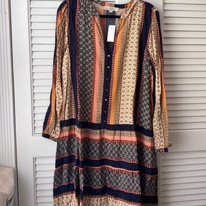 Loft Long-Sleeve XL Patterned Dress